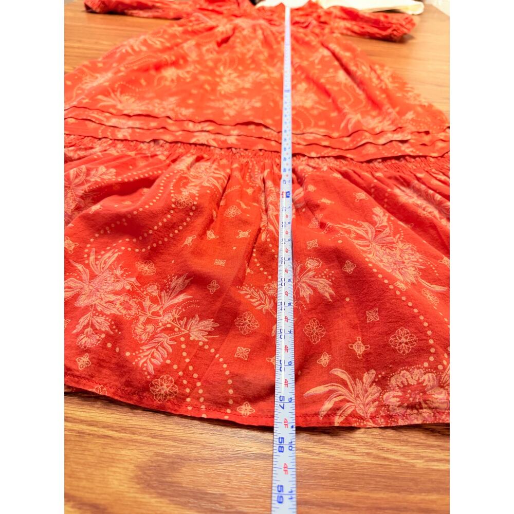 Free People Golden Hour Red Floral Boho Maxi Dress M Cottagecore Romantic - Picture 6 of 10